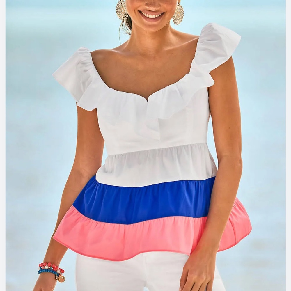 NWT Lilly Pulitzer Emie Ruffle Babydoll Top
